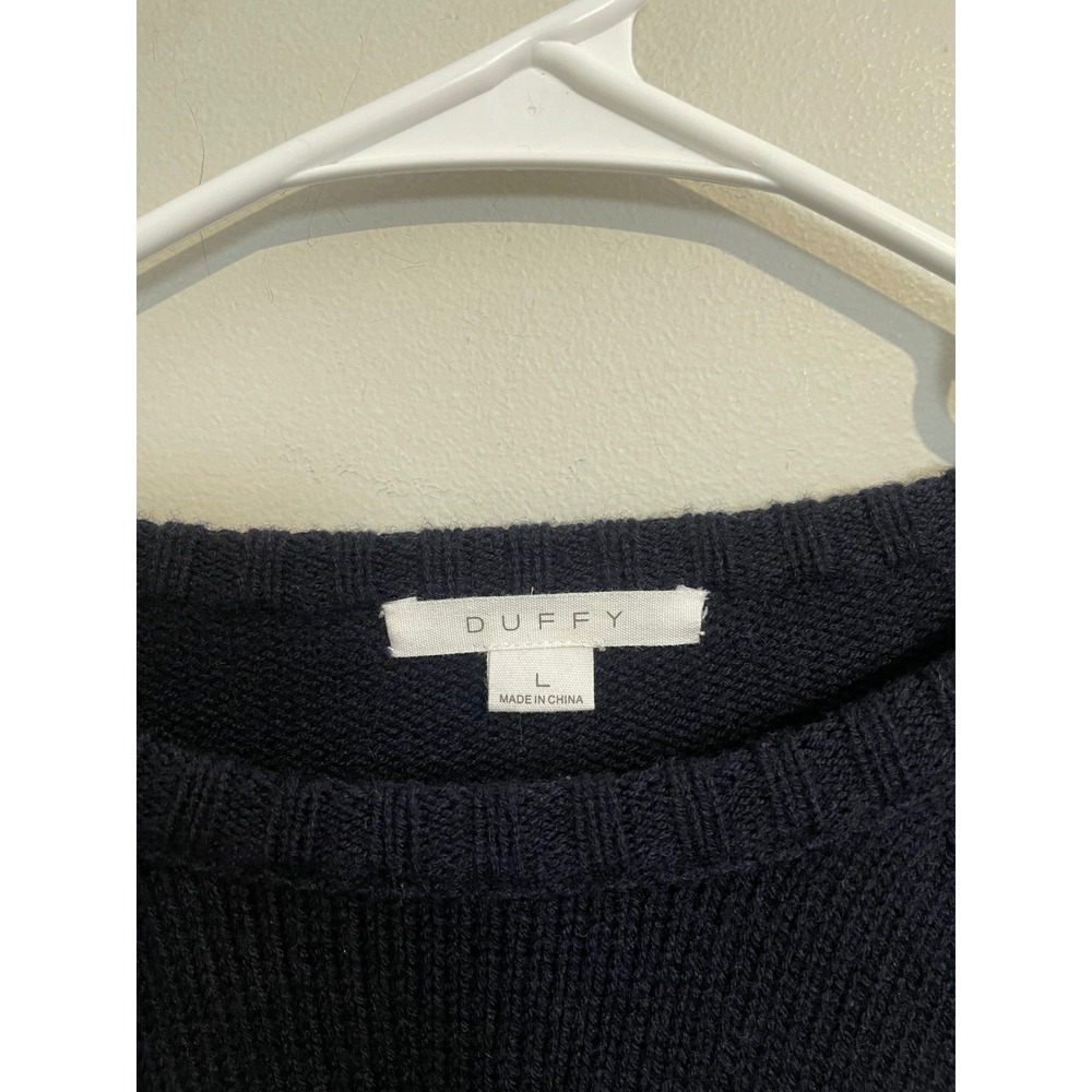 Duffy Blue Mixed Knit Wool Yak Cashmere Blend Sweater Size Large Quiet Luxury - Picture 8 of 9
